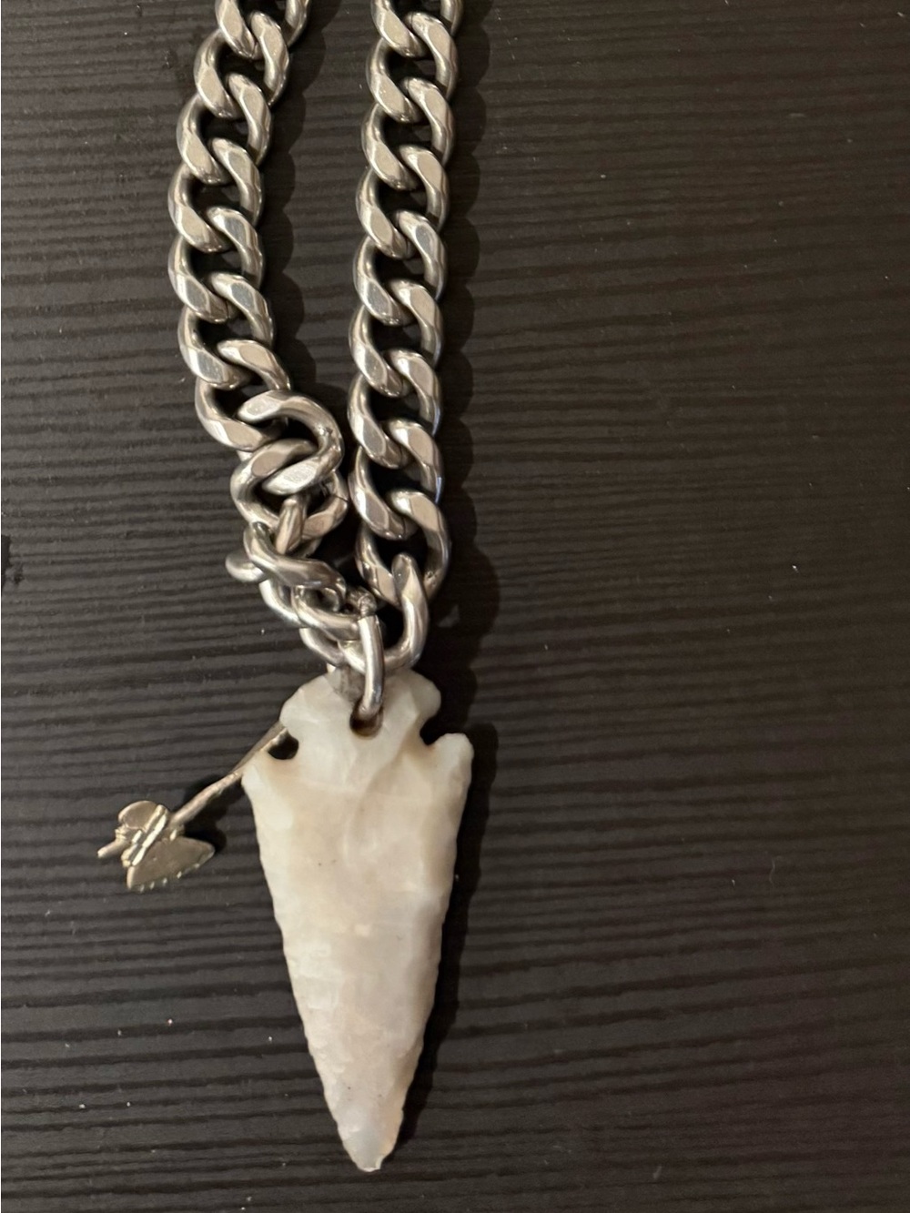 Chunky Silver stainless steel Chain Necklace with arrowhead pendant